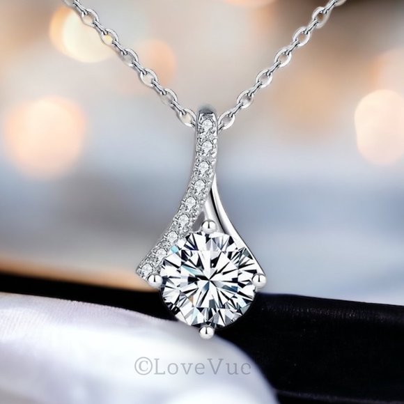 Jewelry - Certified 1ct. t.w. Diamond 4-Prong Water Drop Mermaid Tail Necklace VVS1